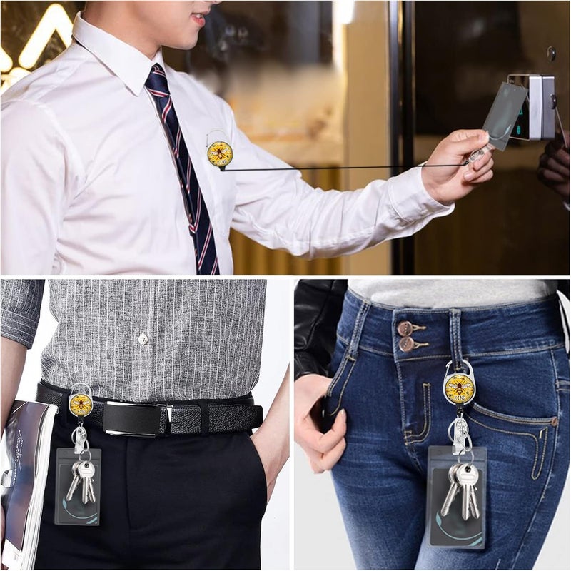 GIANCOMICS Cute Bee Kind Lanyards for Id Badges, Retractable ID Badge Holder with Detachable Lanyard, Fashionable Badge Reel Heavy Duty with 360 Degrees Rotate Carabiner Clip, Nurse Teacher Office Gifts - Image 3